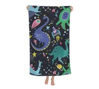 VODRM Dinosaur Beach Towel 32x52in Microfiber Quick Dry Bath Cute Kawaii Space Rocket Dino Big Towels Soft Lightweight Pool Oversized Towels Sand Free Travel Swimming Decor Gift for Kids Adults