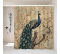 VODRM Elegant Peacock Shower Curtain- 72x72 Inch Majestic Bird Art Bathroom Decor with 12 Hooks - Animal Nature Curtains - Modern Home Farmhouse Decoration Festival Gifts Teen Adult Women