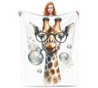 VODRM Funny Giraffe Blanket Gifts for Kids Adults Cute Wild Animal Face Throw Blankets Soft Warm Lightweight Cozy Watercolor Throws for Bed Living Room Sofa Couch Birthday Decor 50x60in