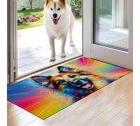 VODRM German Shepherd Indoor Door Mat,Dog Colorful Background Floor Doormat,17x29.5in,Non Woven Non Slip Rubber Backing Animal Rug for Porch Insider,Bedroom,Kitchen,Doormats Gifts,Rv Camper Decor