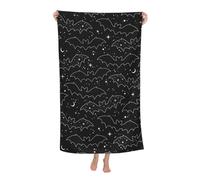 VODRM Goth Bats Beach Towel 32x52in Microfiber Quick Dry Bath Gothic Cartoon Silhouettes Horror Big Towels Soft Lightweight Pool Oversized Sand Free Travel Swimming Decor Gifts for Women Men Adults