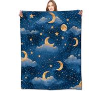 VODRM Moon Cloud Stars Blanket Dreamy Night Sky Throw Blankets Gifts for Girls Boys Adults Lightweight Soft Fleece Cozy for Sofa Couch Bed Room Travel Birthday Party Decor 60x80in