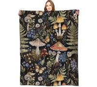 VODRM Mushroom Blanket Whimsical Forest Butterfly, and Foliage Nature Throw Blankets,Birthday Gifts for Girls Women,Lightweight Soft Fleece Cozy for Sofa Couch Bed Room Travel Decor 60x80in