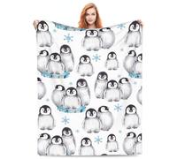 VODRM Penguin Blanket Gifts for Kids Adults Soft Warm Lightweight Cozy Antarctic Anima Cute Penguins Grey White Throw Blankets for Bed Living Room Sofa Couch Birthday Decor 40x50in