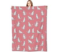 VODRM Playful Cat Blanket Cute Kitten Pink Throw Blankets Gifts for Kids Girls Women Lightweight Soft Fleece Cozy for Sofa Couch Bed Room Travel Birthday Party Pet Decor 40x50in