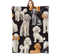 VODRM Poodle Blanket Cute Dog Throw Blankets with Multiple Colors Puppy,Birthday Gifts for Kids Adult & Pet Lovers,Lightweight Soft Fleece,for Sofa Couch Bed Room Decor 60x80in