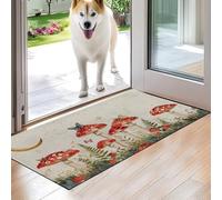 VODRM Red Mushroom Indoor Door Mat,Butterfly Floor Doormat,17x29.5in,Non Woven Non Slip Rubber Backing Enchanting Forest Rug for Porch Insider,Bedroom,Kitchen,Doormats Gifts,Rv Camper Decor