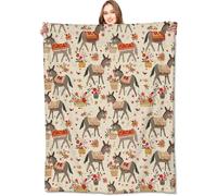 VODRM Rustic Donkey Blanket Colorful Floral Flowers Throw Blankets Gifts for Girls Boys Adults Lightweight Soft Fleece Cozy for Sofa Couch Bed Room Travel Birthday Farmhouse Decor 50x60in