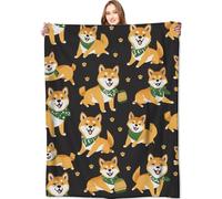 VODRM - Shiba Inu Puppy Blanket Gifts for Kids Adults Women Men Lightweight Soft Fleece Pet Lovers Sofa Bed Modern Decor 40x50 Inches