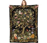 VODRM Tree of Life Blanket Botanical Lush Floral Throw Blankets,Gifts for Kids Woman Adult & Hunter Lovers,Lightweight Soft Fleece,Elegant Nature,for Sofa Couch Bed Room Dark Decor 50x60in