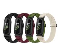 Vodtian 4 Pack Bands Compatible with Fitbit Inspire 3/Inspire 2/Inspire/Inspire HR/Ace 3/Ace 2 Band, Elastic Adjustable Nylon Loop Straps Replacement Sport Stretchy Wristband for Women Men