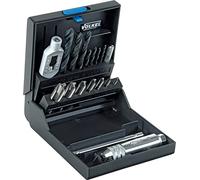 VÖLKEL Short Machine Tap Set, 16 pcs | Form B | HSSE Thread Cutting Set with Adjustable Tap Wrench, Ratchet Tool Holder and Core Hole Drill Bits M3 - M12 | Metric ISO Threads DIN 13