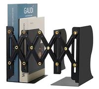 Voency Adjustable Bookends, Retractable Book Holder, Metal Scalable Book Ends, Expandable Bookcase Desktop Bookend Stand, Telescopic Book Organizer Rack for Home Office School Library
