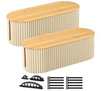 Voency Cable Organizer Box, 2 set Cable tidy box,Cable Management Box Made from Electrically Safe ABS Material for Hiding Power Strips and Electrical Cords from TVs, Computers, and Desks(Beige)