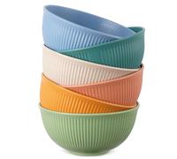 Voency Pack of 6 Plastic Cereal Bowls, Unbreakable Plastic Bowls, Breakfast Bowls, Microwave & Dishwasher Safe, Lightweight Camping Bowl for Soups, Cereal, Pasta, Rice, Salad