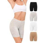 VOENXE Cotton Cycling Short Women,Anti Chafing Short for Under Dress Womens | 4 Pack Ladies Boxer Underwear,Chub Rub Bike Shorts Knicker,Cycle Undershort,Breathable Bicycle Soft Pants,Legging Under Skirt