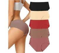Voenxe Seamless Knickers for Women,No Vpl Ladies Underwear Hipster,Breathable Womens Briefs Multipack,No Show Pants Microfibre,Comfortable Bikini Panties,Invisible Undies Stretch Underpants 5 Pack