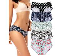 VOENXE Seamless Knickers for Women,No Vpl Ladies Underwear Hipster,Breathable Womens Briefs Multipack,No Show Pants Microfibre,Comfortable Bikini Panties,Invisible Undies Stretch Underpants 5 Pack