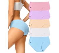 VOENXE Seamless Knickers for Women,No Vpl Ladies Underwear Hipster,Breathable Womens Briefs Multipack,No Show Pants Microfibre,Comfortable Bikini Panties,Invisible Undies Stretch Underpants 5 Pack