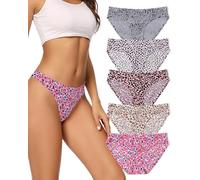 Voenxe Seamless Underwear for Women,No Vpl Show Knickers Multipack, Invisible Ladies Bikini Brief Panties,Microfibre Pants,Breathable Stretch Sports Undies,Soft Comfortable Woman Gym Underpants,5-Pack