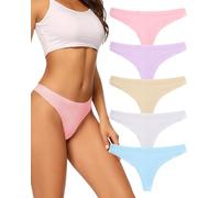 VOENXE Seamless Women Thong Underwear,No VPL Knickers,Ladies Gym Panties | Womens Gym Pants Multipack,Invisible Soft Seam Free Breathable String Sports Knicker,Female Comfort Panty Underpants,5-Pack
