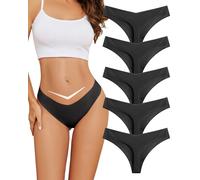 VOENXE Seamless Women Underwear Thongs,No Show Knickers for Ladies,V Waist Low Rise Pants,No VPL Comfortable Soft Panty,Multipack Invisible Sport Panties,Female T Back Gym Exercise Tanga Undies,5-Pack