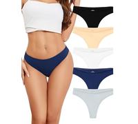 VOENXE Thongs for Women Knickers,Cotton Underwear Ladies,Low Rise Pants Undies Comfortable,String Brazilian Breathable,Womens Sports Tanga Stretch Soft Comfy Moisture Wicking,Multipack 5 Pack