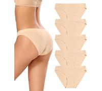 VOENXE Women Bikini Underwear,Seamless Ladies Knickers,No VPL Breathable Female Brief Panties,Woman No Show Comfortable Invisible Pants,Seam Free Multipack Stretch Sport Undie Hipster Underpant,5-Pack