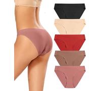 VOENXE Women Bikini Underwear,Seamless Ladies Knickers,No VPL Breathable Female Brief Panties,Woman No Show Comfortable Invisible Pants,Seam Free Multipack Stretch Sport Undie Hipster Underpant,5-Pack