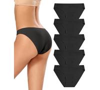 VOENXE Women Bikini Underwear,Seamless Ladies Knickers,No VPL Breathable Female Brief Panties,Woman No Show Comfortable Invisible Pants,Seam Free Multipack Stretch Sport Undie Hipster Underpant,5-Pack
