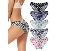 VOENXE Women Bikini Underwear,Seamless Ladies Knickers,No VPL Breathable Female Brief Panties,Woman No Show Comfortable Invisible Pants,Seam Free Multipack Stretch Sport Undie Hipster Underpant,5-Pack