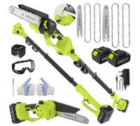 VOERJIA 2-in-1 Pole Chainsaw, 6"&8" Cordless Pole Saw, 6.73Ft High Branch Saw with Telescopic Pole, 2*4.0Ah Battery, Auto-Oiler, Tool-Free Adjustment, Brushless Electric Pole Saw Garden Tree Trimming