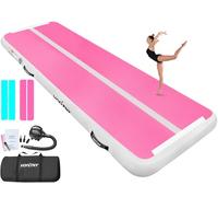 VOFiTNY Gymnastics Air Tumble Track Tumbling Track, Inflatable Gymnastics Training Mat with Electric Pump, Tumble Track for Home and Gym Use, Cyan Hotpink 3 Meter