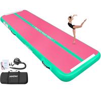 VOFiTNY Gymnastics Air Tumble Track Tumbling Track, Inflatable Gymnastics Training Mat with Electric Pump, Tumble Track for Home and Gym Use, Pink Green 3 Meter