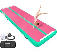 VOFiTNY Gymnastics Air Tumble Track Tumbling Track, Inflatable Gymnastics Training Mat with Electric Pump, Tumble Track for Home and Gym Use, Pink Green 5mx1mx0.1m