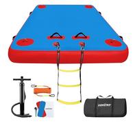 VOFiTNY Inflatable Floating Dock Swim Air Platform Island Raft Mat for Lake Beach Ocean with Rope Ladder, Non-Slip Surface (8ft x 6ft x 6in, Red)