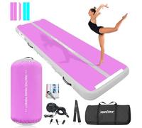 VOFiTNY Inflatable Gymnastics Mat with Tumbling Barrel, 10'Tumble Track Mats for Gymnastics, 3.3'L x 2'D Air Roller Gymnastics Barrel Tumbling Track for Home&Gym, with 600W Electric Air Pump