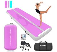VOFiTNY Inflatable Gymnastics Mat with Tumbling Barrel, 13' Tumble Track Mats for Gymnastics, 3.3'L x 2'D Air Roller Gymnastics Barrel Tumbling Track for Home&Gym, with 600W Electric Air Pump