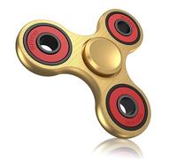Vofolen Fidget Spinner Fidget Toy Stainless Steel Metal Bearing High Speed 3-6 Min Spins Hand Spinner Fidget Toys EDC ADHD Anxiety Stress Relief Tri Finger Fidget Spinners Sensory Toy Kids Adults-Gold