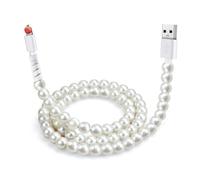 Vofolen for iPhone Charger Cable 3.3FT/1M USB A Cable Creative Bead Chains to Girls Kids 60W/3A for Phone Fast Charging Cable for iPhone 14 13 12 11 Pro Max XR,White
