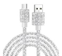 Vofolen for USB C Charger Cable 1.2M USB to USB C Cable Fast Charging with Glitter Bling Sparkly Type C Cord for iPhone 16 15 Galaxy S24 S23 S23,Tab A55 A13,Huawei Pixel7/6,MacBook Pro,iPad- White