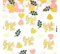 Vofrise 200PC Sage Green and Pink Gold Bachelorette Confetti for Bridal Shower Decorations Heart Eucalyptus Table Scatters for Bride to Be Decorations Engagement Wedding Decor Party Supplies