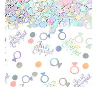 Vofrise 230PC Just Engaged Confetti for Engagement Party Decorations Wedding Confetti for Tables Ring Confetti Scatters Suitable for Iridescent Themed Bridal Shower Bachelorette Hen Party Decor