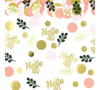 Vofrise 300PC 40TH Birthday Confetti for Table Pink and Sage Green Happy 40TH Birthday Decorations for Women Dots Hello 40 Confetti Scatters Forty Party Decor Supplies