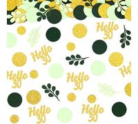 Vofrise 300PC Gold Glitter and Sage Green Happy 30th Birthday Decorations for Her/Him Greenery 30th Birthday Confetti for Table Thirty Party Decor Supplies