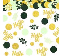Vofrise 300PC Gold Glitter and Sage Green Happy 60th Birthday Decorations for Men/Woman Greenery 60th Birthday Confetti for Table Sixty Party Decor Supplies