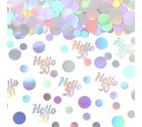 Vofrise Hello 50 Birthday Confetti for Table Iridescent Circle Happy 50th Birthday Party Decorations for Women Fifty Years Old Birthday Tables Scatter Party Confetti Wedding Anniversary Decor 300PC