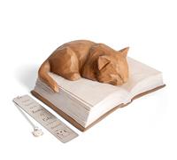 Vofstand Cat Lovers Gifts for Women - Cat Ornaments with Cats Bookmark for Book Lovers, Cute Sleeping Cat's Figurines Kat Book Themed Presents for Home Bookshelf Decorations (Brown)