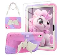 VOFUOE for iPad A16 Case 11th Generation 2025, for iPad 10th Generation Case 2022 10.9 Inch for Kids with Screen Protector Shoulder Strap Unicorn Stand Pencil Holder Hard Protective Cover-Purple Pink