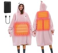 Vofuoti Heated Shark Wearable Blanket with 10000mAh Battery,7.4V Cordless Heating Blanket Hoodie,Flannel Zipper Oversized Hooded Blanket,Warm Heat Wearable Sleeping Bag,Gifts for Women & Family Share